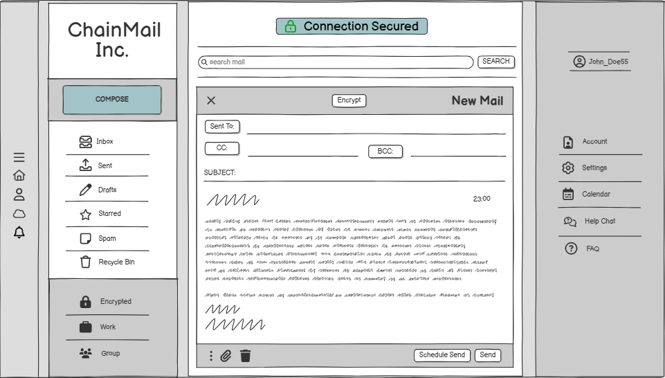 ChainMail new mail wireframe