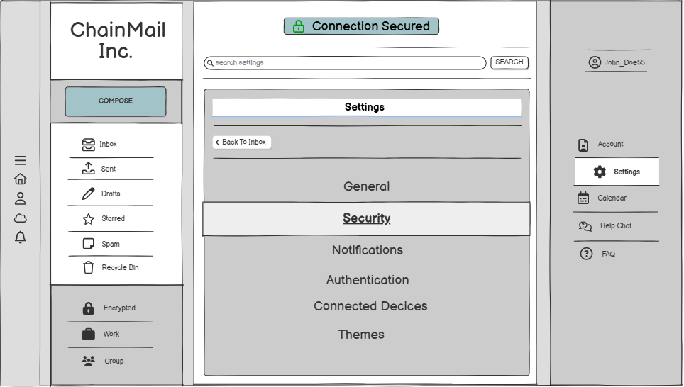 ChainMail settings wireframe
